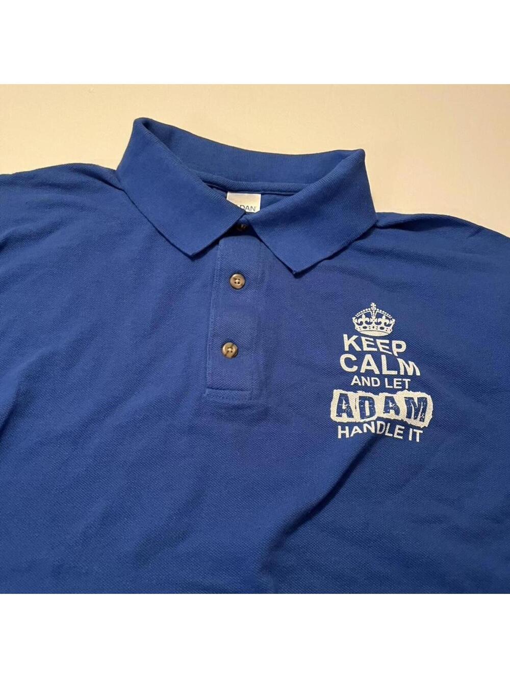 Y2K Let Adam Handle It Beer Comedy Polo Shirt, Men's Large